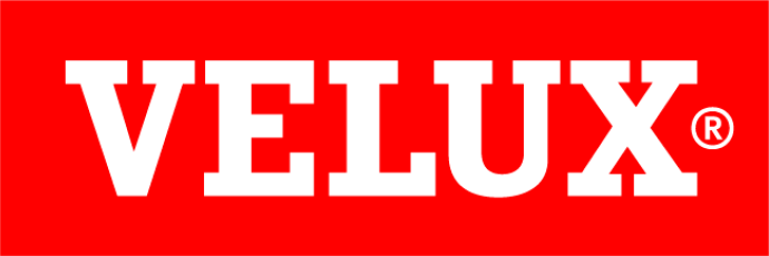 Logo Velux, voor dakraamdecoratie